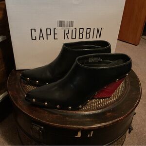 Mule black patent leather red heel